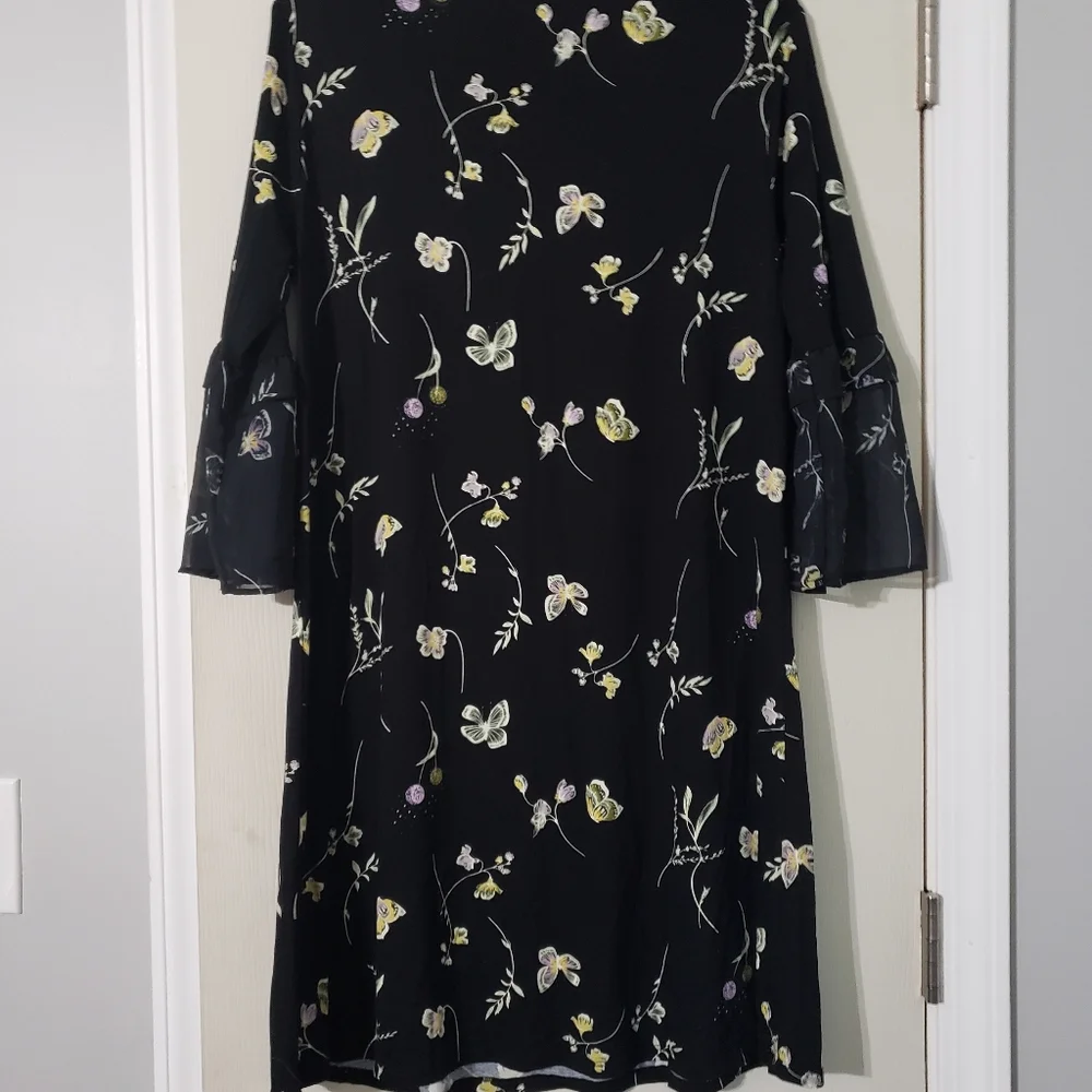 LC Lauren Conrad Black Floral Dress Size L NWT - Picture 5 of 5